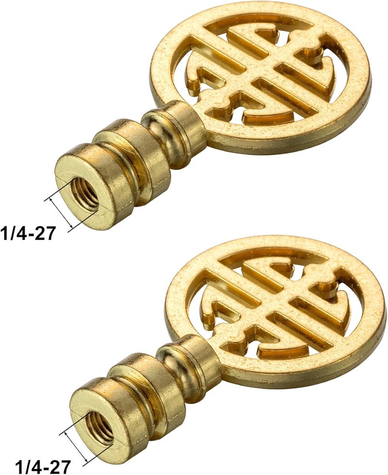Qc Brass Lamp Finials - 2 Packs, Chinoiserie Design Solid Metal Finials for Table lamps and Floor Lamps, Lamp Toppers Screw On Cap, Decorative Lamp Shades Top Nut, Oriental Lamp Shade Knob - Image 4